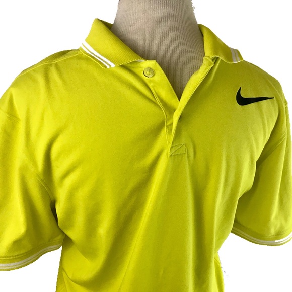 Nike Golf Yellow Polo Shirt Size Medium Dri Fit - Picture 4 of 5